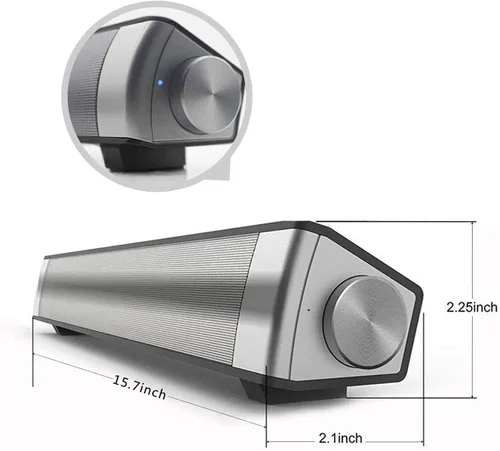 Vista 2 de 2 mini barras de sonido Bluetooth de 5 W, audio de cine en casa con cable e inalámbrico para teléfono celular/tableta/proyector y soporte de TV