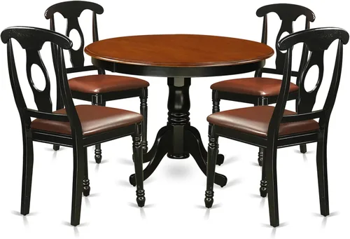 Vista 11 de East West Furniture HLKE3-BCH-LC Juego de mesa y sillas de cocina de 3 piezas contiene una mesa de comedor redonda con pedestal y 2 sillas tapizadas