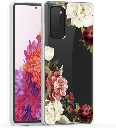 Vista 4 de Funda para Galaxy S20 FE 5G, para Samsung S20FE funda floral transparente, TPU a prueba de golpes, funda protectora transparente para teléfono