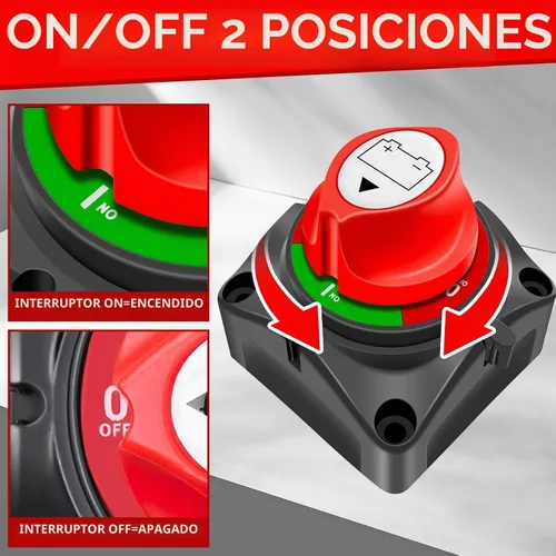 Vista 2 de Interruptor de desconexión de batería de 12 V-48 V CC 275 A, interruptor de apagado de aislamiento maestro de energía de batería para barco marino