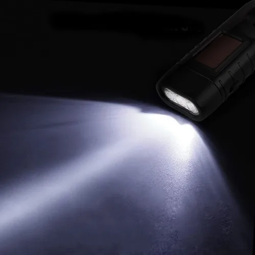Vista 6 de Hand Crank Solar Flashlight, Rechargeable Survival Light for Outdoor Camping, Hiking, Emergency, Plastic 4.9x1.8in
