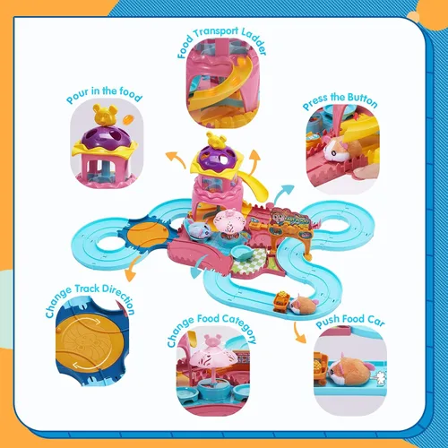Vista 6 de Juguetes de pista de hámster para regalo de niña de 5 años, juego de mascotas, juguetes para niñas de 3, 4, 5, 6, 7 años, regalos de cumpleaños