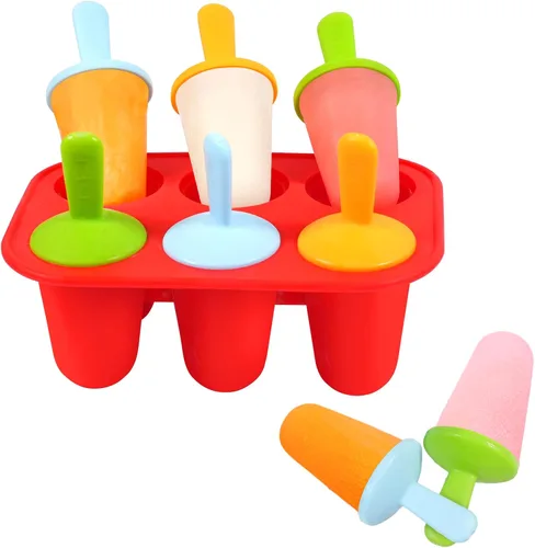 Vista 10 de Miaowoof Moldes de paletas para bebés con palillos, 8 cavidades de silicona para hacer paletas de hielo para bebés leche materna para alivio