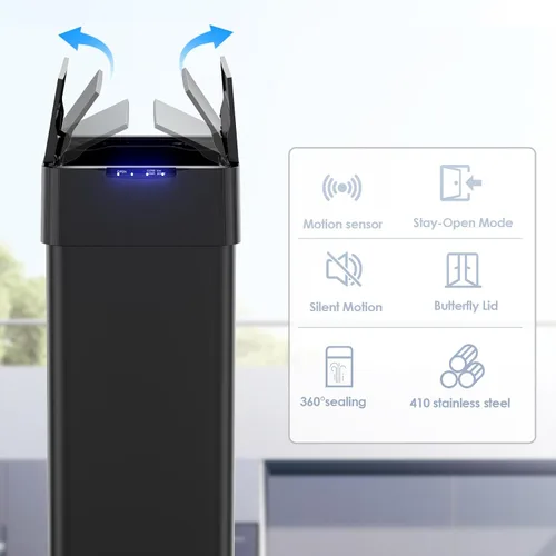 Vista 4 de TLSUNNY Bote de basura automático de 13.2 galones, cubo de basura con sensor de movimiento