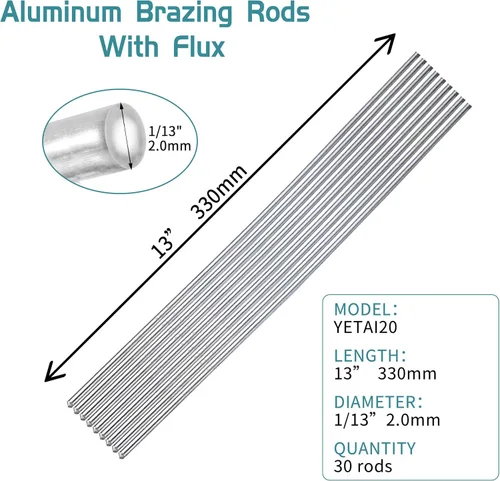 Vista 2 de Varilla de soldadura de aluminio de 30 varillas SIN NECESIDAD Flux 1/13, reparación de aluminio, solución simple de aluminio para soldadura fuerte
