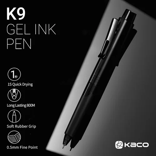 Vista 2 de Kaco K9 - Juego de 10 bolígrafos de gel de tinta negra, retráctiles, punta fina de 0.020 in, secado rápido, bolígrafos estéticos, suministros