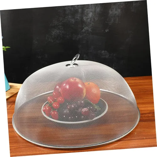 Vista 8 de Hemoton Protector de cubierta de malla de acero inoxidable para alimentos, tienda de campaña de malla redonda para cocina, al aire libre, picnic