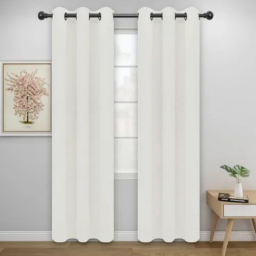Vista 107 de Easy-Going - Cortinas opacas para dormitorio, aislamiento térmico sólido con ojales, cortinas de ventana para reducción de ruido, cortinas