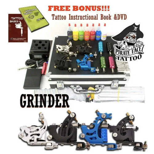 Vista 2 de Pirata Face tatuaje Grinder Kit de Tatuaje Completo con accesorios