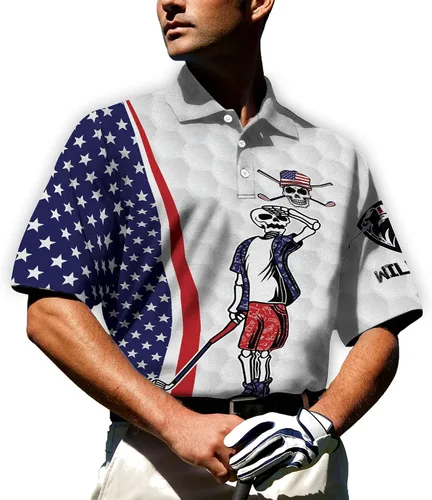 Vista 4 de TEEMAN Camisetas de golf divertidas personalizadas para hombres, camisetas de golf locas para hombres, divertidas camisas de golf polo de manga