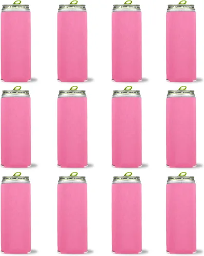 Vista 2 de Kropsis Fundas plegables para enfriar latas delgadas de 12 onzas, tela en blanco, espuma de buceo (negro, 6)