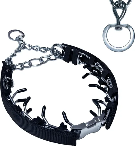 Vista 10 de Collar de entrenamiento de puntas para perros, soldadura de anillo giratorio, collar ajustable de entrenamiento para perros con hebilla de Negro