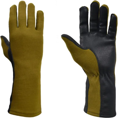 Vista 4 de Guantes de vuelo Nomex, guantes de trabajo de cuero para hombres, piel de oveja suave y duradera para conducción, vuelo, jardinería y caza