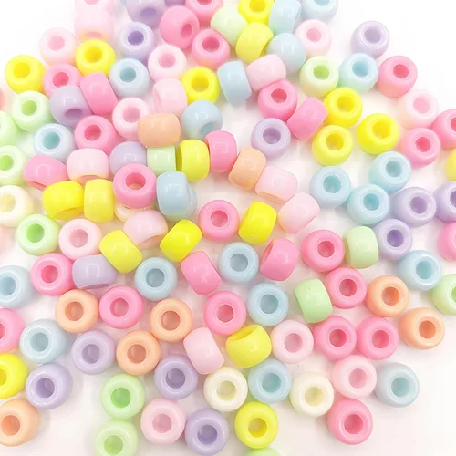 Vista 3 de 2000+ Cuentas Pony a granel de 6 x 9 mm, juego de cuentas de plástico multicolor para manualidades, cuentas para el cabello a granel de 10