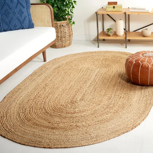 Vista 7 de SAFAVIEH Natural Fiber Collection - Alfombra ovalada, 2 pies 6 pulgadas x 4 pies, ovalada, azul aguamarina y marrón natural, yute hecho a mano