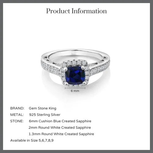 Vista 44 de Gem Stone King Anillo de compromiso de plata de ley 925 de 0.236 in con piedra natal y zafiro blanco creado con acento Anillo de compromiso
