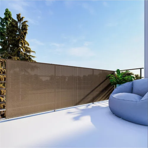Vista 7 de 2.5' x 10' Malla de Pantalla de Valla de Privacidad para Balcón Protección contra Viento Cubierta Incluye Bridas de Cable para Terraza Apartamento