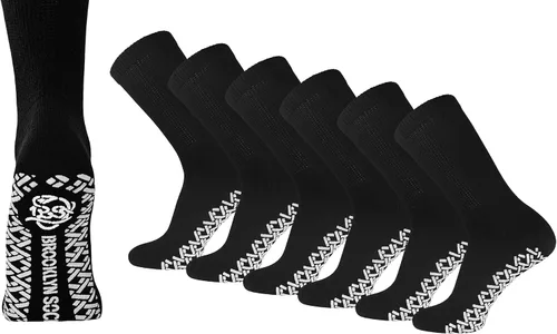 Vista 14 de Calcetines Brooklyn de algodón antideslizantes para diabéticos con neuropatía, sin apretar, control de tracción, paquete múltiple Negro - 12 pares