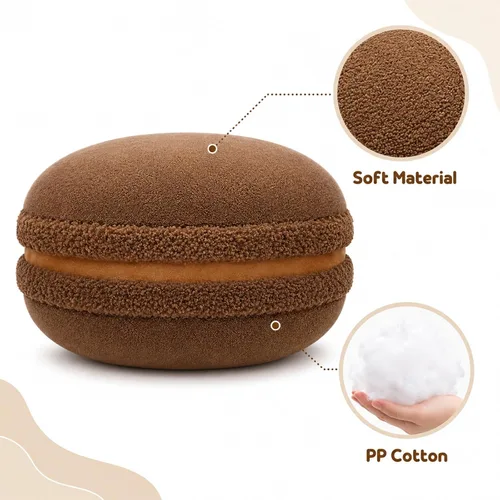 Vista 3 de Almohada decorativa redonda de plush con forma de macarrón ChezMax, de 14.5 pulgadas
