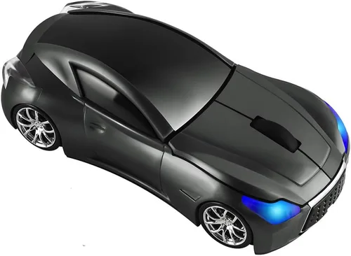 Vista 7 de elec Space Cool Sport Car Shape 2.4GHz Ratones inalámbricos ópticos inalámbricos con receptor USB para PC portátil 1600DPI 3 botones Gris