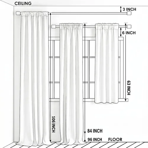 Vista 8 de Cortinas traslúcidas blancas de 63 pulgadas de largo, paneles de gasa bordada con hojas para cocina, sala de estar, dormitorio, ventanas pequeñas
