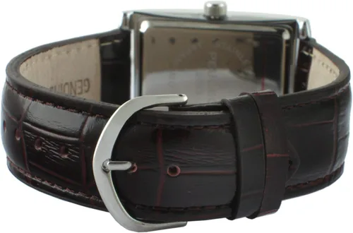 Vista 6 de Peugeot - Reloj de pulsera rectangular con textura de números romanos para hombre, con correa de cuero