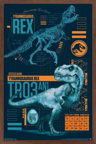 Vista 16 de Trends International Jurassic World: Fallen Kingdom - Póster de pared T-Rex, 14.725 x 22.375 pulgadas, versión enmarcada de madera de granero