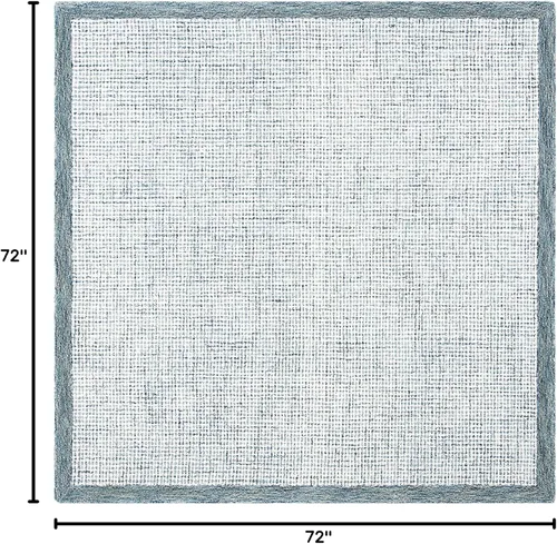 Vista 2 de SAFAVIEH Colección Abstract Alfombra de Área - 6' Cuadrada, Azul Marino y Marfil, Lana Hecha a Mano, Ideal para Áreas de Alto Tráfico en Sala