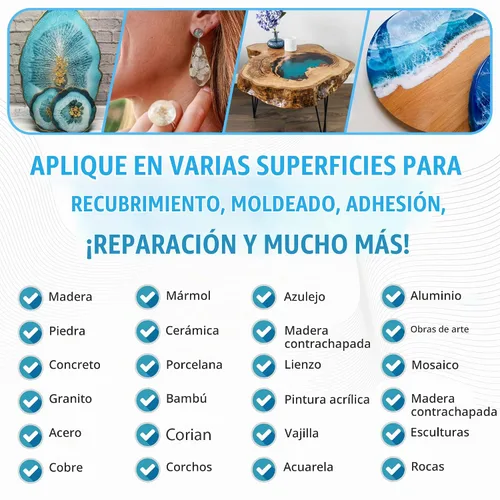 Vista 6 de Kit de resina epoxi transparente 907 g para acabado con súper brillo y superficie de mesas