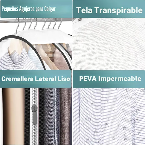 Vista 7 de Liuoud Bolsa Transparente para Colgar Ropa de 10" con Fuelle, Bolsas para Trajes de 32" para Almacenamiento de Closet Abierto, Cubierta de Ropa