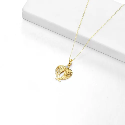 Vista 4 de 14k Solid Gold Angel Wings Necklace for Women, Fine Jewelry Christmas Gifts for Wife Girlfriend Daughter