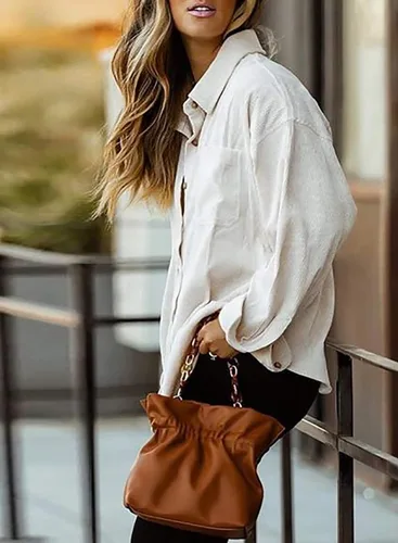 Vista 8 de Astylish - Camisas de pana para mujer, blusa informal de manga larga con botones