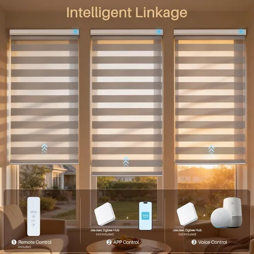 Vista 3 de Persianas motorizadas de cebra para ventanas, persianas inteligentes con control remoto, filtrado de luz, compatibles con Alexa Google Home