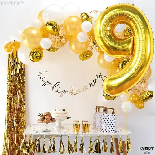 Vista 1065 de KatchOn Globo negro del número 1 de 40 pulgadas, globo de feliz cumpleaños Large Mylar Number One Balloon for 1st Birthday Decorations, Foil