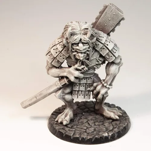 Vista 4 de Stonehaven Oni Troll Miniature - 82mm Urethane Resin Figure, 28mm Scale, with Scenic Base, Unpainted, Made in USA