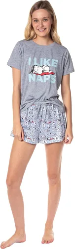 Vista 2 de INTIMO Peanuts para mujer Snoopy I Like Naps Character Sleep - Conjunto de pijama, pantalones cortos