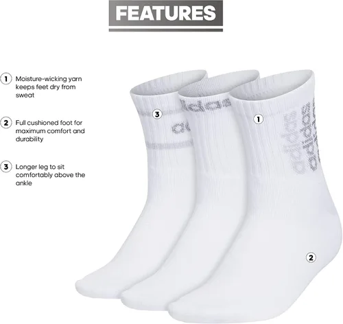 Vista 2 de adidas Calcetines deportivos lineales de cuarto alto para mujer 3 pares