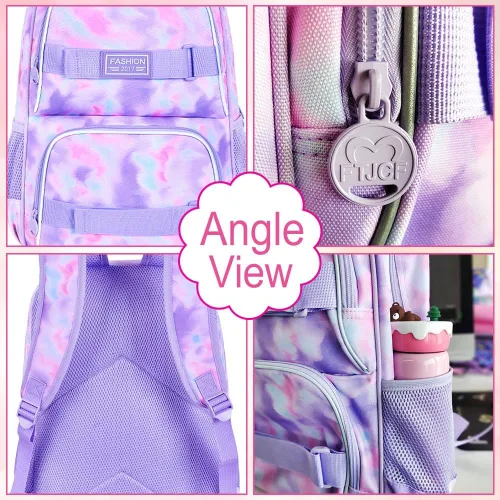 Vista 61 de Mochila para laptop, 16 pulgadas, bolsa escolar y bolsa de almuerzo, mochilas resistentes al agua para adolescentes, niñas, mujeres, estudiantes