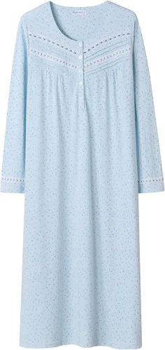 Vista 12 de Keyocean Camisones para mujer, suaves 100% algodón, cómodos camisones de manga larga para dormir para mamá Danderlion Azul