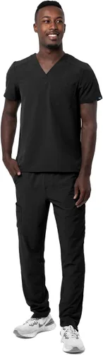 Vista 5 de Adar Addition Go-Basic - Conjunto de uniforme médico para hombre, camiseta médica clásica con cuello en V y pantalones médicos tipo cargo, A9300