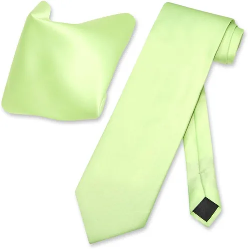 Vista 13 de Vesuvio Napoli Solid Color NeckTie & Handkerchief Pocket Square Men's Neck Tie Hanky Set Verde Aqua