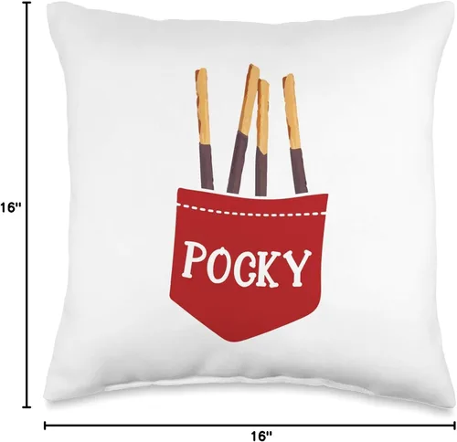Vista 4 de Pocky Food Funny Gift Pocky - Almohada japonesa, 16.0 x 16.0 in, multicolor