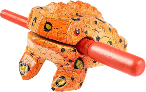 Vista 10 de Rana de madera de 8.89 cm Guiro Rasp Instrumento - Bloque de tono de percusión musical artesanal (Negro) Handmade Wood Noise Maker Musical Frogs