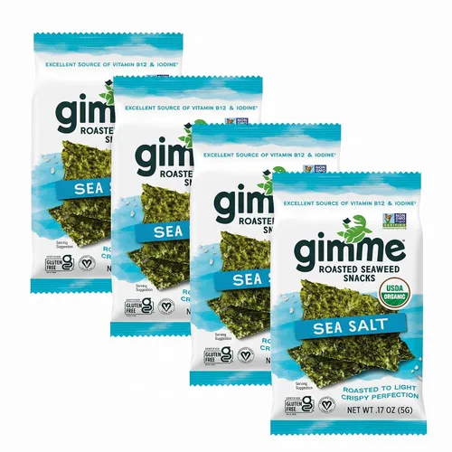 Vista 6 de Gimme Algas marinas, algas tostadas orgánicas, (0.17 onzas), sin OMG y sin gluten, sal marina, 0.17 onzas