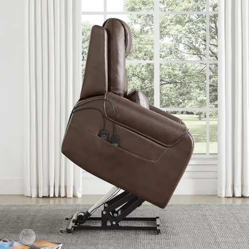 Vista 10 de CHITA Silla reclinable eléctrica para personas mayores con masaje y calor, silla reclinable grande de piel auténtica con soportes para tazas