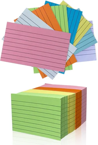Vista 2 de TFLFL Tarjetas de Papel de Índice de 3 x 5 pulgadas, 1200PCS Tarjetas Flash, Tarjetas de Papel de Notas Delgadas de 8 Colores Rayadas, Tarjetas