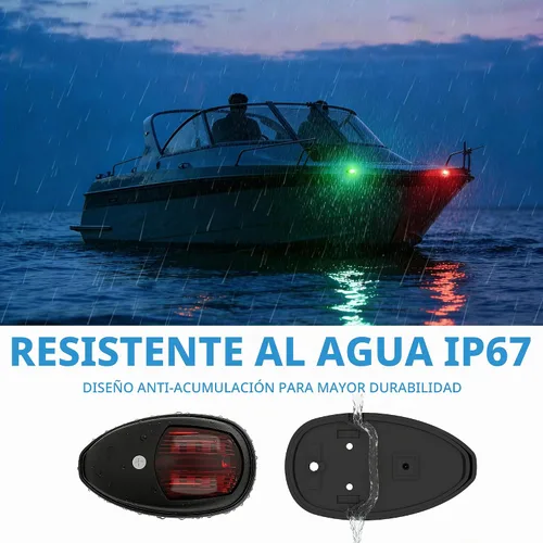 Vista 4 de Obcursco Luces LED de navegación para barcos, luz de arco vertical roja y Negro