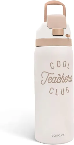 Vista 42 de Botella de agua aislada de acero inoxidable SANDJEST con pajita para deportes y viajes, la mejor tía de siempre, 946ml, regalos para mujeres, día