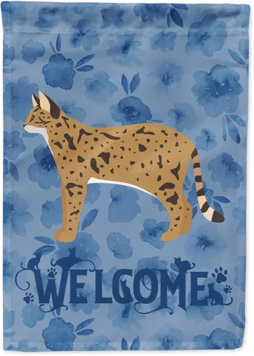 Vista 310 de Caroline's Treasures CK4813CHF - Bandera de bienvenida con gato abisinio azul, manga grande, para porche, para colgar en la pared, poliéster