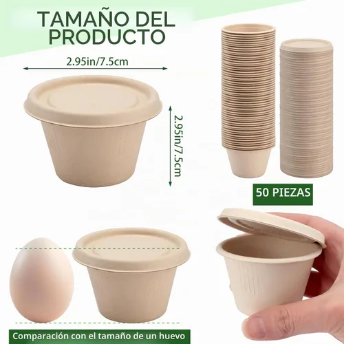 Vista 2 de Vmiapxo Paquete de 50 vasos de papel desechables de 4 onzas con tapas Marrón